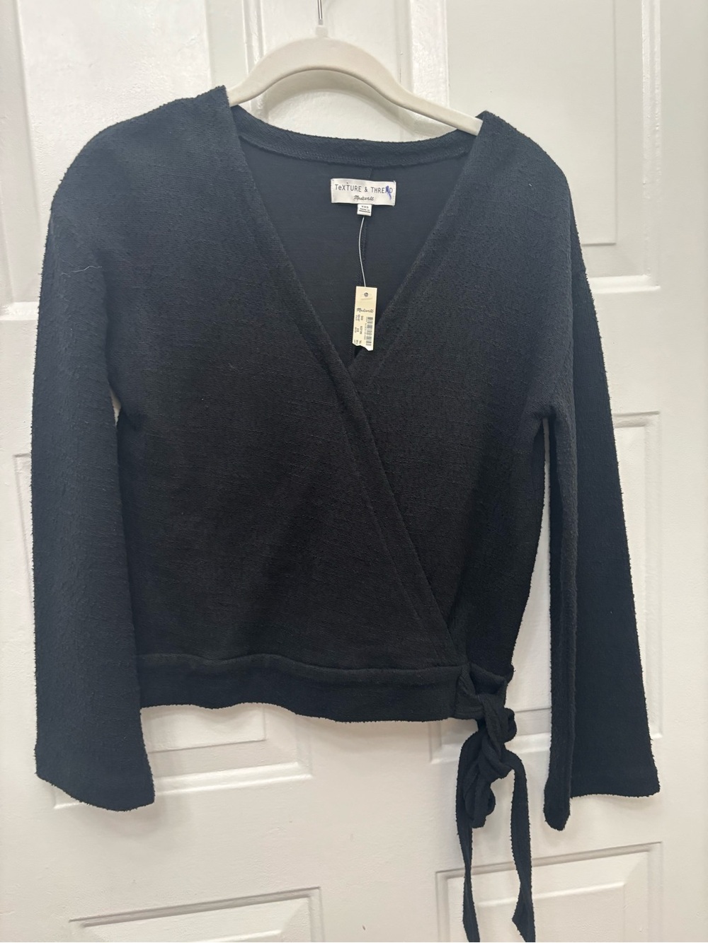 Madewell Black V-Neck Wrap Sweater
